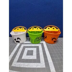 4 McDonalds Halloween Happy Meal Bucket Green Monster Boo Bucket Yellow Handle